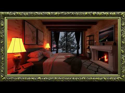 Cozy Winter Bedroom with Fireplace | Frame TV Art 4K Screen Saver | Frame Studio 4K