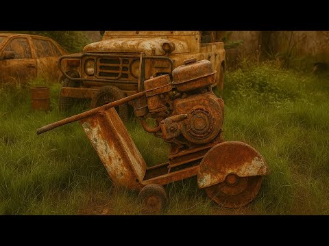 Restoration Old Rusty Classic Concrete Cutters Large Format Left Behind For Many Years