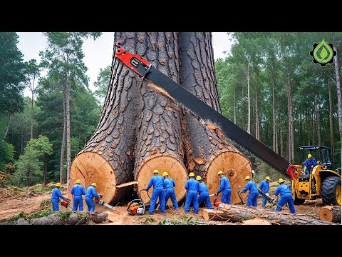 Extreme Dangerous Fastest Big Chainsaw Cutting Tree Machines | Monster Stump Removal Excavator #113