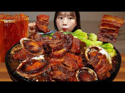Sub)Cooking Mukbang- Braised Pork Abalone 🥩 Noodles 🍜 Fried Rice 🍚 ASMR KOREAN FOOD