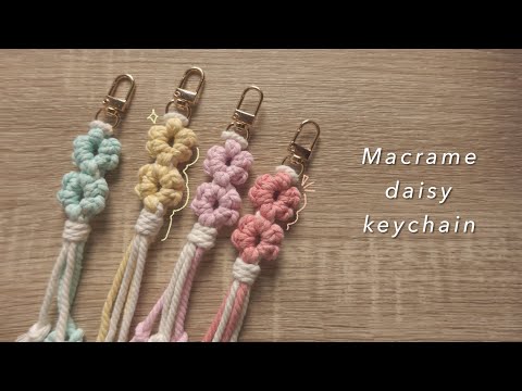 How to make macrame daisy keychain || yarnivora