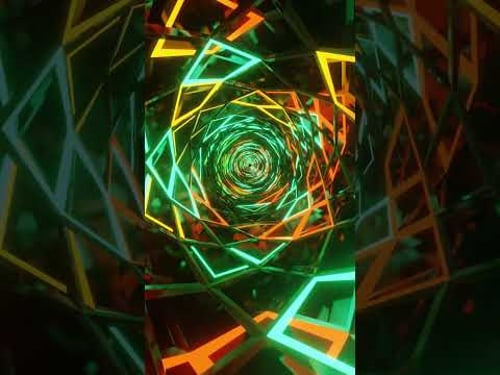 #shorts #Abstract #Background Video 4k Green Orange Geometric Hexagon Metallic Tunnel VJ #LOOP