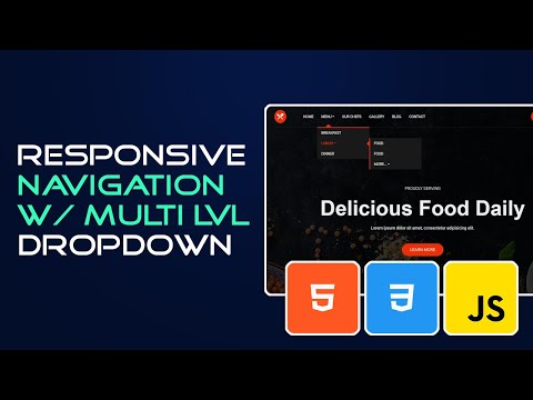 Responsive Navigation with Animated Multi Level Dropdown | HTML and CSS Tutorial