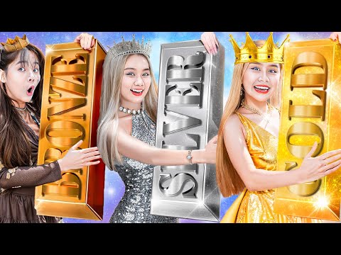 الذهب ضد الفضة ضد الفتاة البرونزية في مدرسة المعادن الغنية!الطالبة الفقيرة جدًا في مدرسة المليونيرات