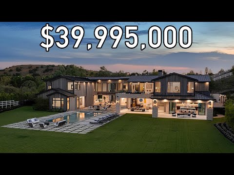 $39,995,000 Modern Farmhouse in Hidden Hills 20,000 Sq Ft NEW Build with Indoor Pool & Spa Sanctuar