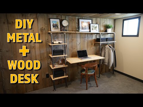 Building an Industrial Style Desk with Shelving and Closet Storage