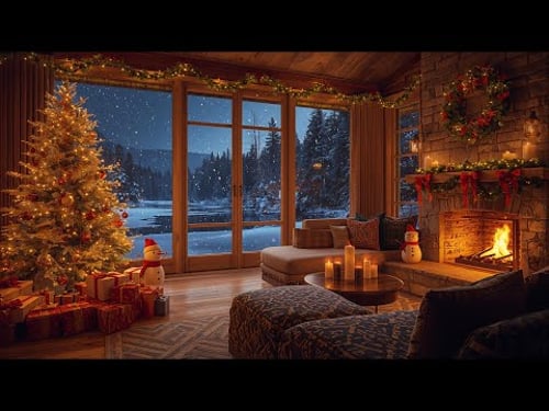Peaceful Christmas Music for Relaxation.🎹 Relaxing Christmas Ambience - Warm Fireplace and Soft Snow