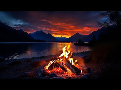 Quiet Lake Night 🔥 Cozy Firelight & Natural Background Sounds | No music