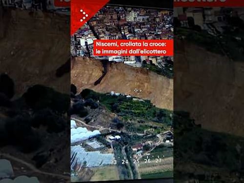 Frana Niscemi, crollata la croce sull'orlo del precipizio: immagini dall'elicottero dei carabinieri