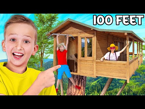 24 HOURS in the GIANT Tree House!