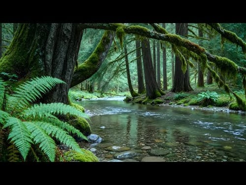 Calming Forest Ambience - River Flowing Birds Chirping in Hidden Forest Ambience for Rest, Medicine