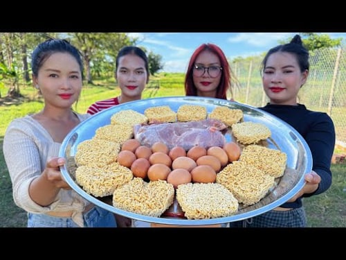 Amazing cooking noodle soup with beef and egg recipe in my countryside