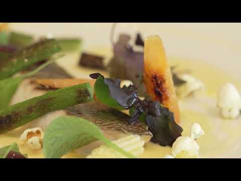 Dentice con verdure, salsa inglese e pop corn