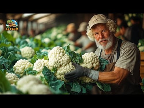 How To Harvest Tons Of Cauliflower Using Machines: Cauliflower Processing | Agriculture Documentary