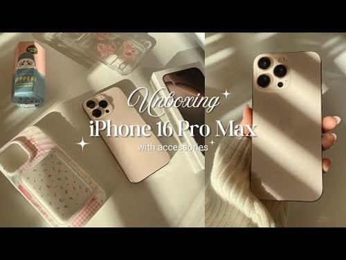 iPhone 16 Pro Max Aesthetic Unboxing Desert Titanium (256GB) + Accessories ✨