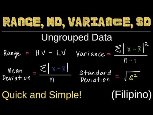 Range, Mean Deviation, Variance, and Standard Deviation for Ungrouped Data | Measures of Variation