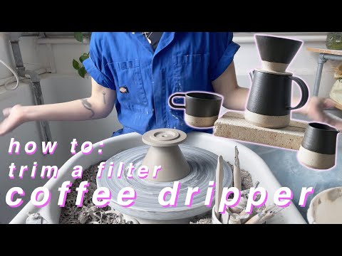HOW TO: Make a filter coffee dripper on the pottery wheel / part 2 - trimming! | MAE CERAMICS