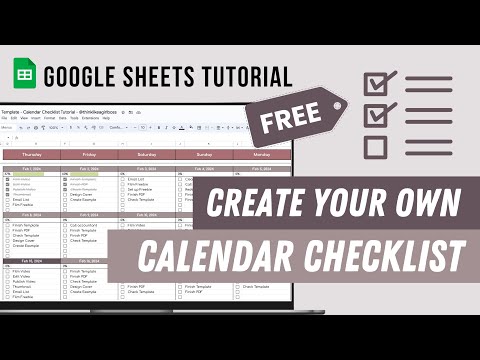 Calendar Checklist Tutorial - How to make a Calendar To-Do List FREE Google Sheets Template