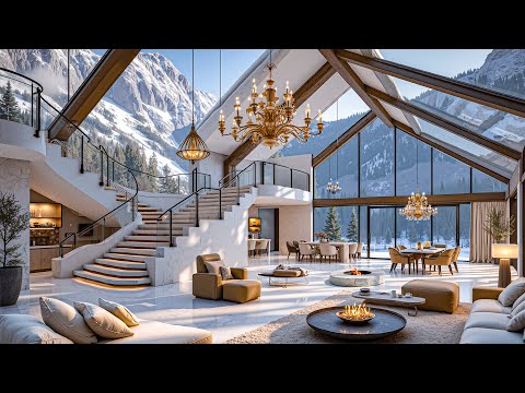 January Jazz At A Luxurious Villa In The Winter Forest - Cozy Jazz Music And Warm Winter Atmosphere