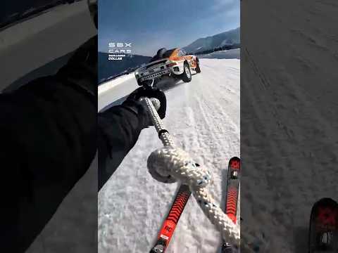 Car Skiing Race! ⛷️ #cars #extremesports #skiing