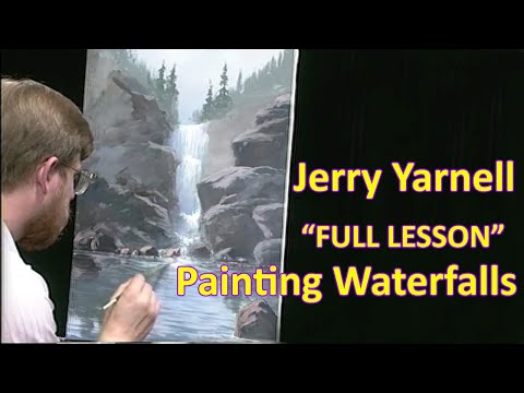 Jerry Yarnell tutorial Painting Waterfalls, Rocks, Moving Water, Misty Haze "FULL LESSON" | Acrylic