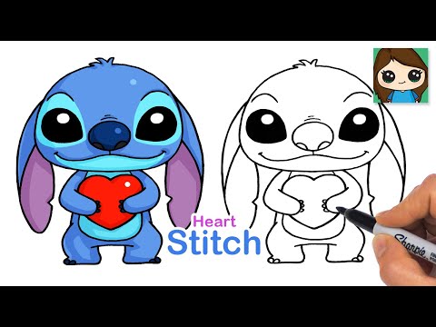 How to Draw Stitch Holding a Heart β€οΈ
