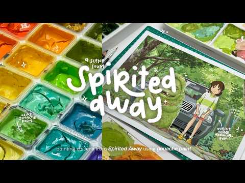 paint with me, a scene from Spirited Away🌱🌳 using gouache paint