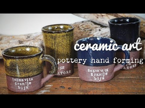 「陶芸」pottery/手びねりでロゴ入りカップを再び造ってみた!【いろいろ作るchannel】なかなか良かった