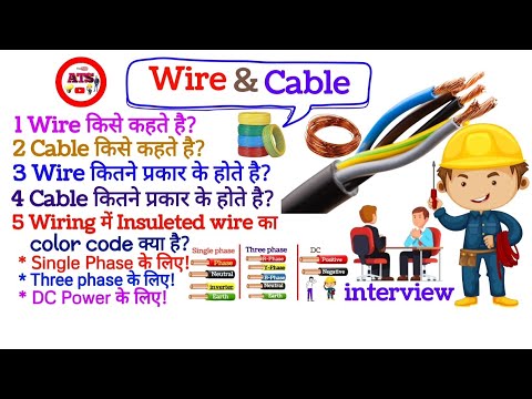 Type of cable & wire, wire and cable different, Wire color code in India interview Question & Answer