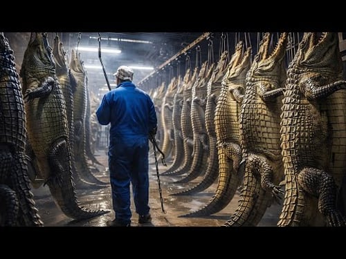 China Crocodile Farming Industry| Mass Crocodile Harvest for Skin and Meat Modern Factory Technology