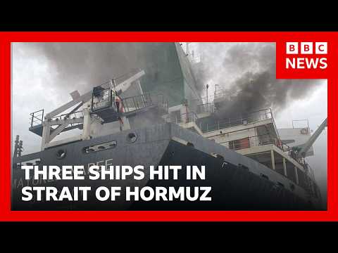 Three commercial ships damaged by ‘unknown projectors’ in Strait of Hormuz | BBC News