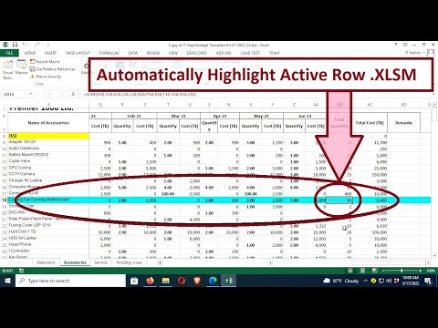 Automatically Highlight Active Row in Excel | swift learn