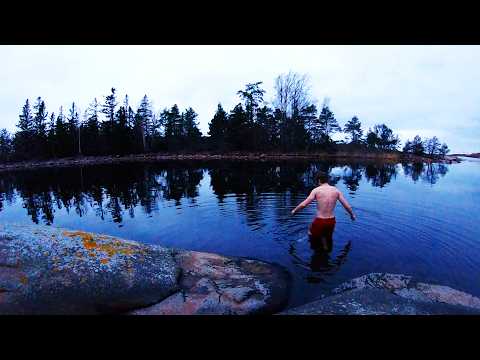 Hiking to the Coastline to Swim in the Freezing Sea! - Tarp Shelter
