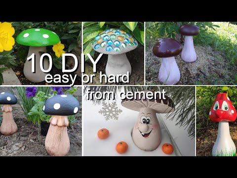 10 IDEAS HOW TO MAKE A MUSHROOM FROM CEMENT | Garden Decor Ideas from Cement | Cement Crafts Ideas