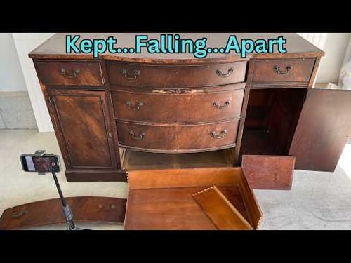 100 Year Old Buffet Kept Falling Apart | Furniture Restoration
