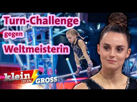 Wer turnt schneller eine Leiter hoch? Weltmeisterin Pauline Schäfer vs. Helene | Klein gegen Groß
