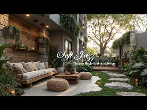 Soft Jazz Music to Work & Study | Nature Backyard Ambience with Soothing Jazz for Relaxation