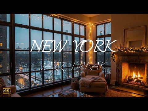 Cozy New York apartment with snowy ambiance and JAZZ❄️ 4K ULTRA
