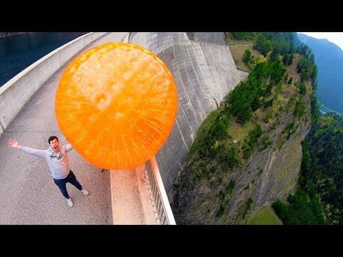 ZORB BALL MAGNUS EFFECT from 165m Dam!