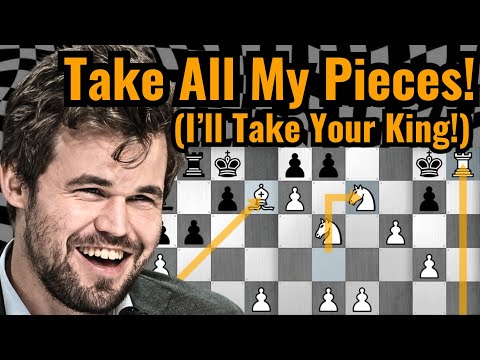 Magnus Is A Sacrificing FREAK! Shocking Checkmate w/ Almost NO PIECES LEFT!