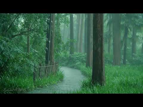 Rain in the forest path(3), sleep, relax, meditate, ASMR, Real Shot