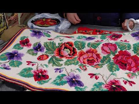 Flea market in Chernihiv. Embroidered boom. Flea market in Chernihiv.