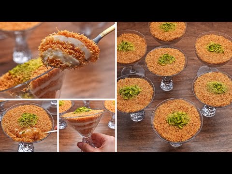 الكنافه بالقشطه في عشر دقايق بدون الوان او فرن خفيفه وسهله جدا حتي المبتدئين يقدرو يعملوها