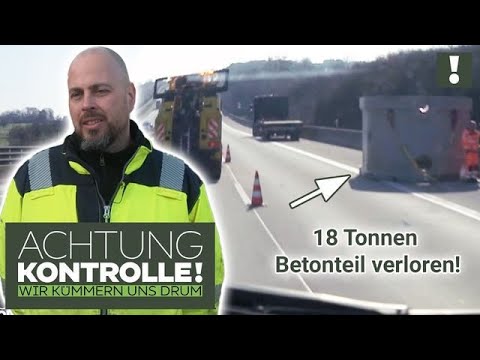 Gurte GERISSEN! 😳 18 Tonnen BETONTEIL auf Autobahn verloren! | Achtung Kontrolle | Kabel Eins