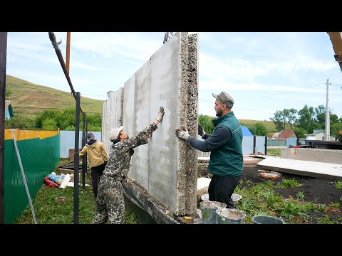 We built a house out of huge blocks. Step by step construction process
