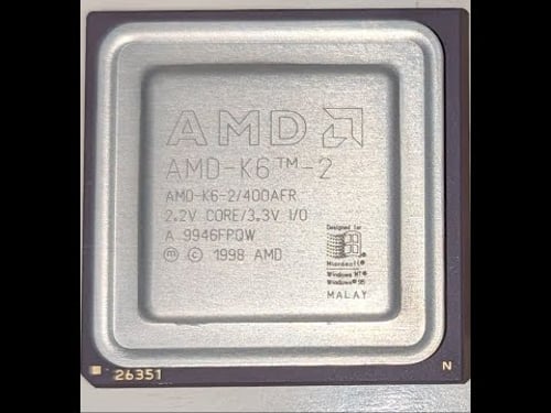 Showing my windows 98 PC with the k6-2 CPU