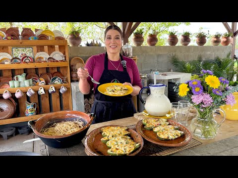 CALABACITAS RELLENAS ACOMPAÑADAS CON ESPAGUETI!