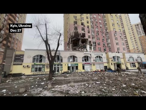 Buildings Damaged in Kyiv after Russian Strike