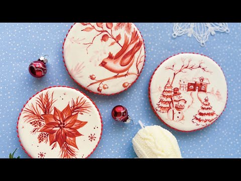 Red on White hand-painted Christmas Cookies❤️