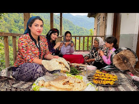 Village Life in Northern Iran | Traditional Bread & Chicken Kebab Cooking Over Fire π₯π
